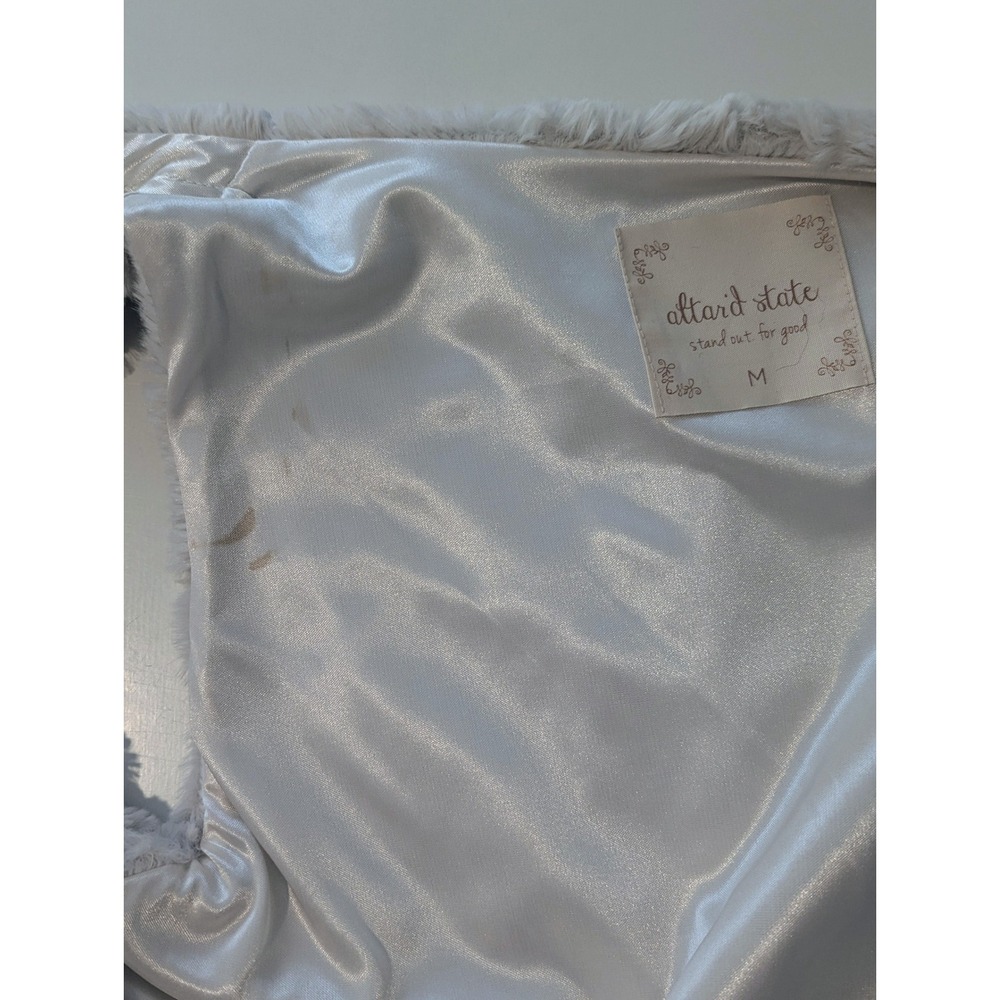 Altar'd State Faux Fur Lace Trim Vest Cream Medium Drawstring Waist Open Front - Picture 6 of 8